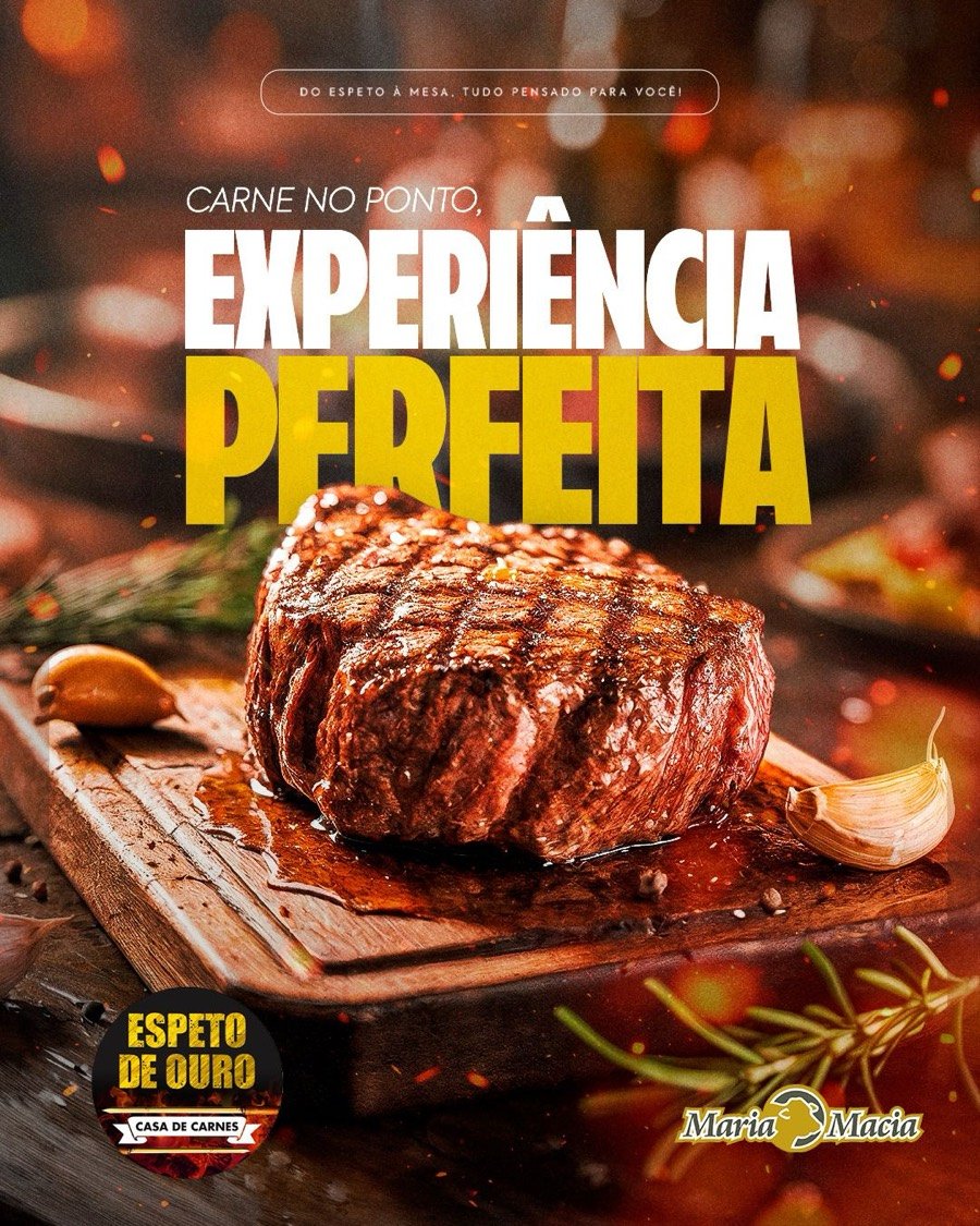 Carne grelhada no ponto sobre tábua